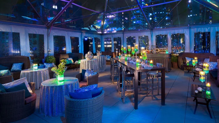 Private event table styling with warm lighting and curated details