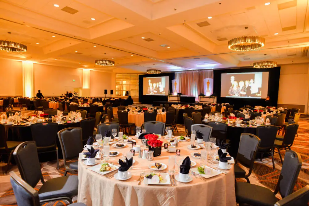 Styled dining or celebration area prepared for a private or hosted event